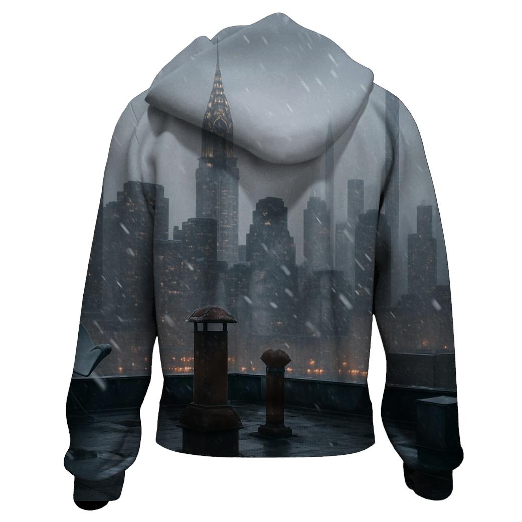 Snow Squall Over Midtown From Queens Rooftop pullover hoodies