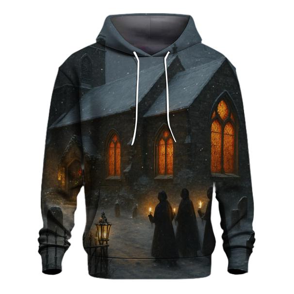 Christmas Eve Churchyard Under Falling Snow premium hoodies
