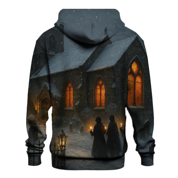 Christmas Eve Churchyard Under Falling Snow premium hoodies