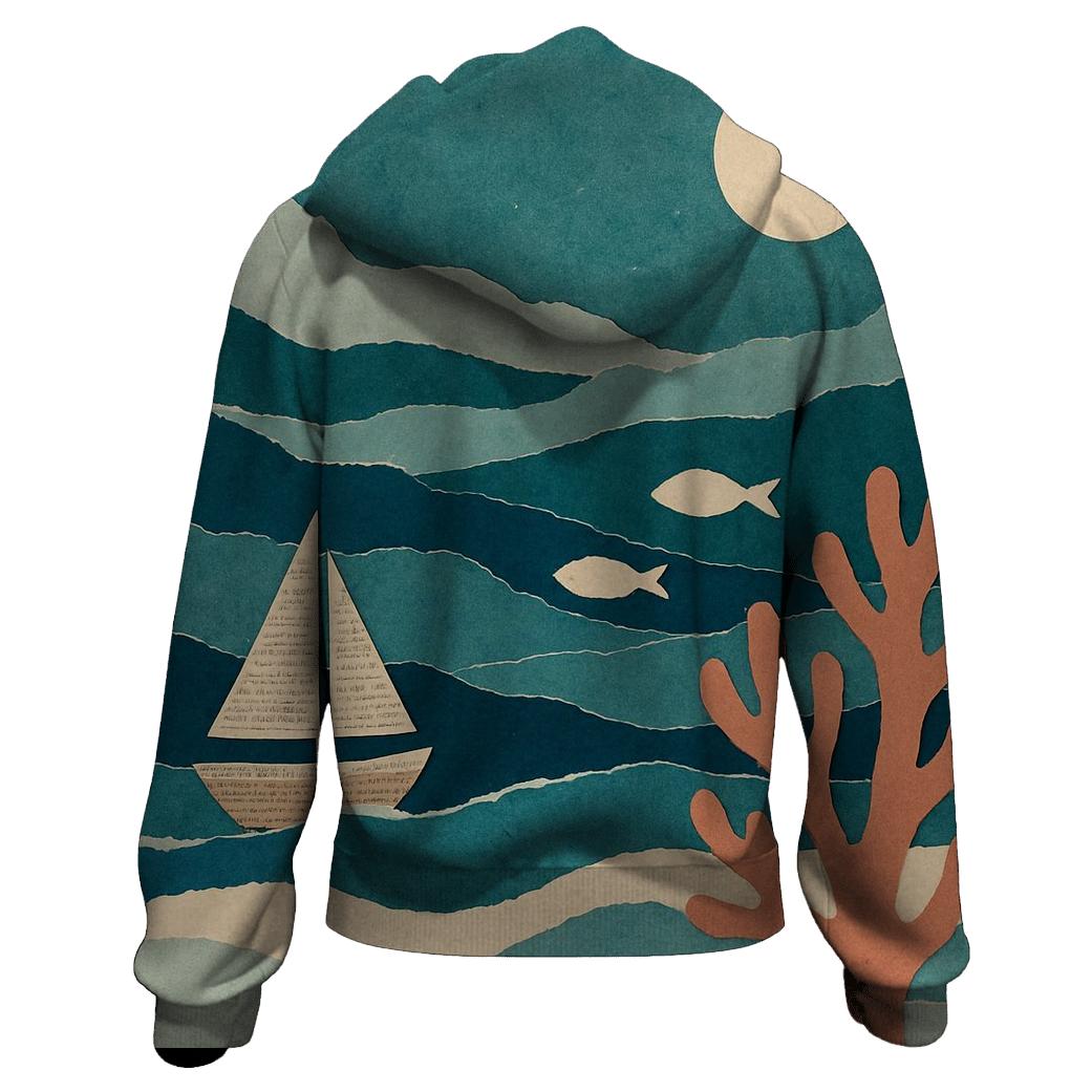 Surreal Paper Ocean Collage custom hoodies