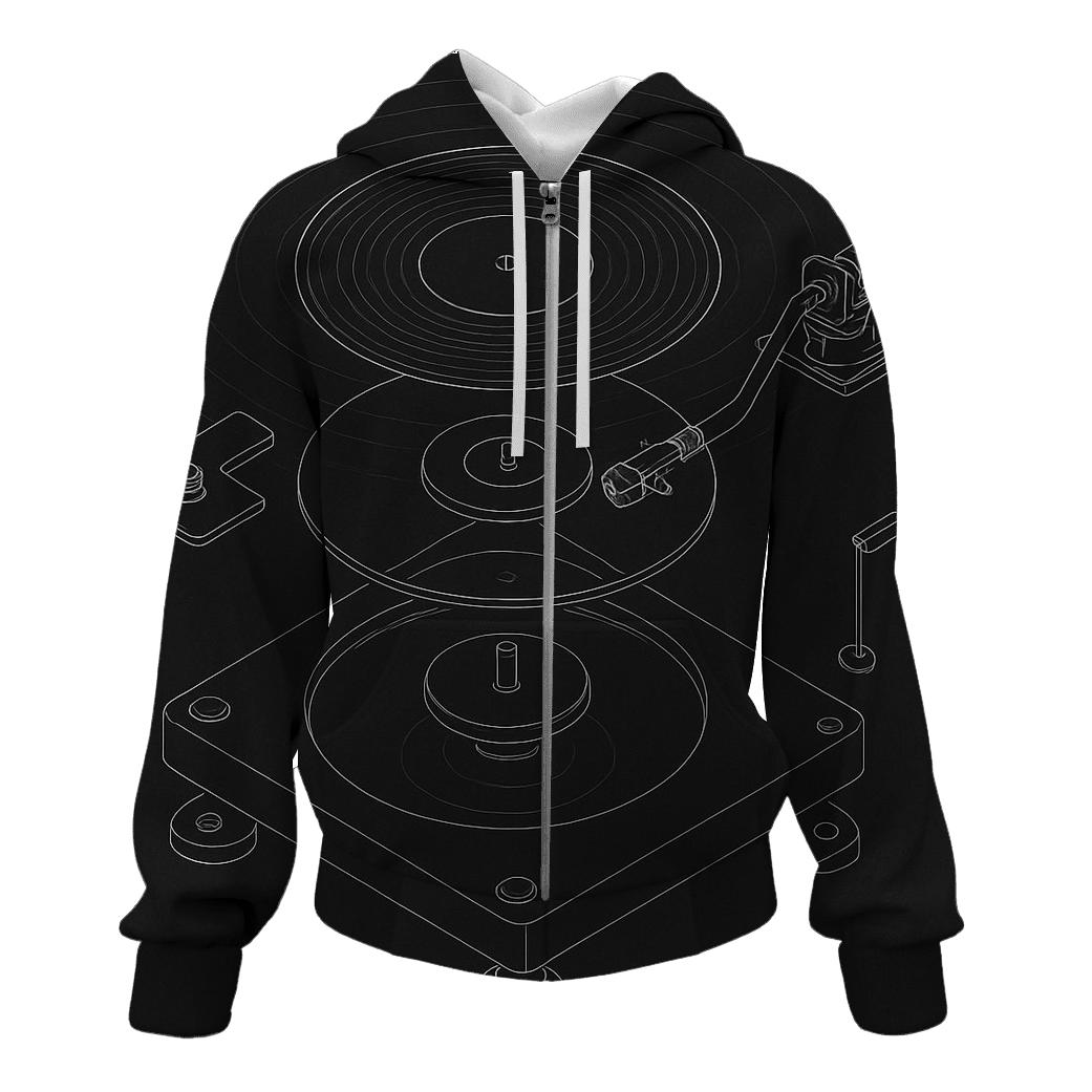 Monochrome Turntable Blueprint hoodie designs