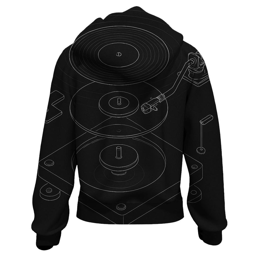 Monochrome Turntable Blueprint hoodie designs