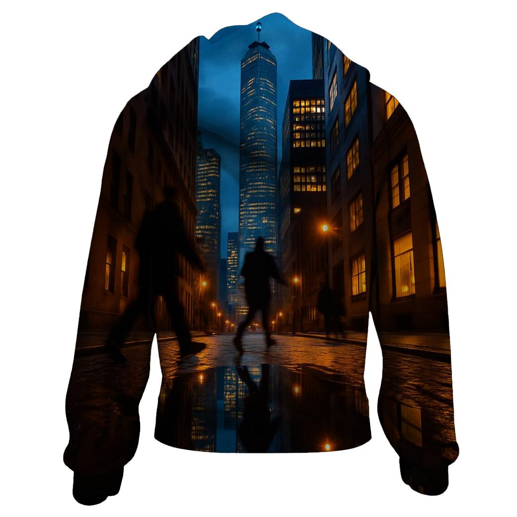 Financial District Blue Hour Reflected In Rain Puddles hoodie styles