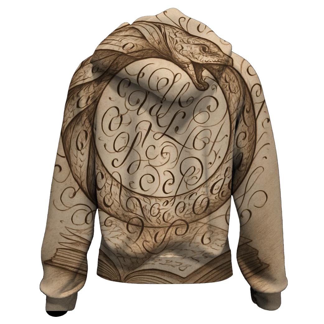 Library Of Endless Pages Ouroboros zip-up hoodies