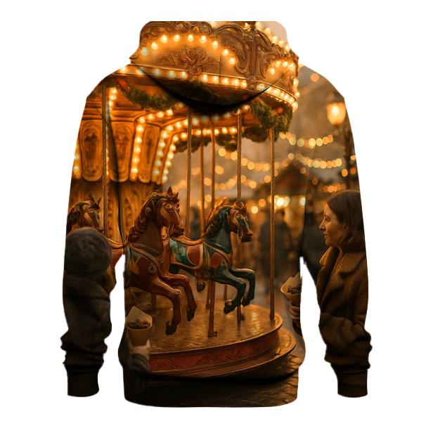 Christmas Market Carousel At Golden Hour embroidered hoodies