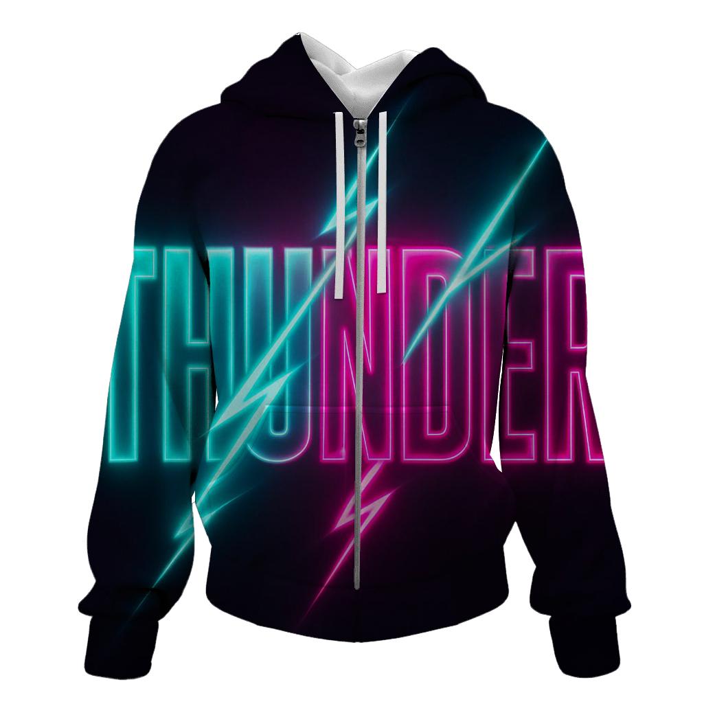 Neon Typographic Thunder hoodies fashion