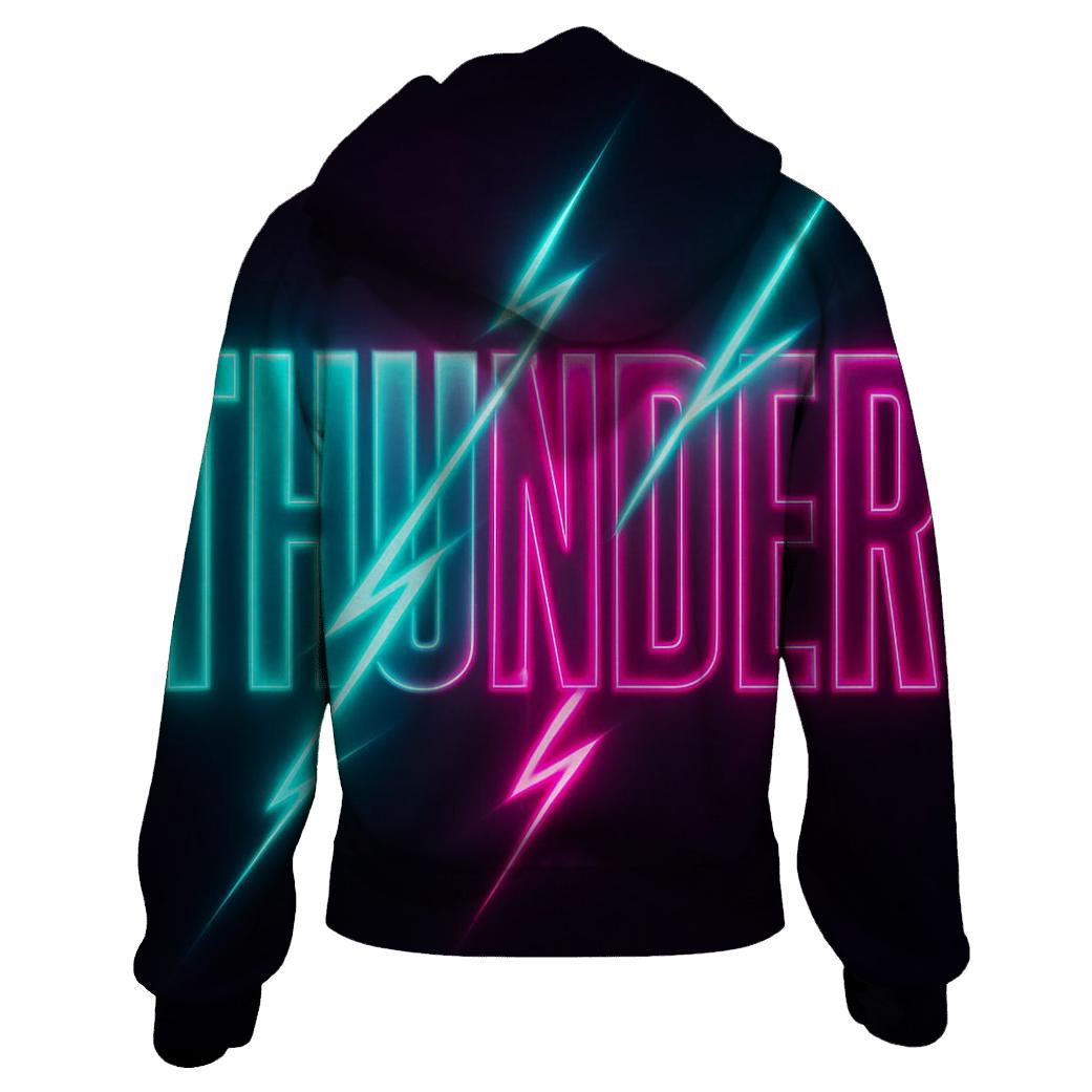 Neon Typographic Thunder hoodies fashion