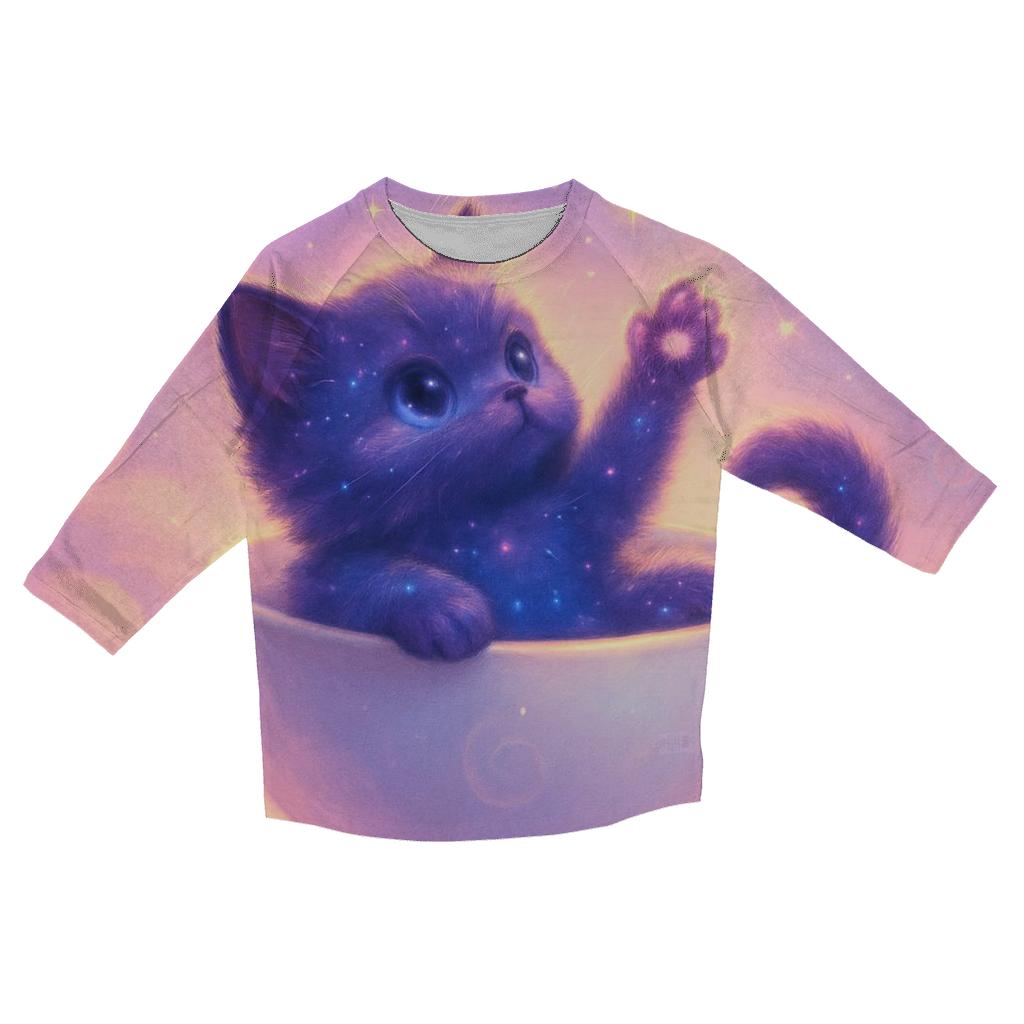 Celestial Teacup Kitten personalized 3/4 sleeve tees