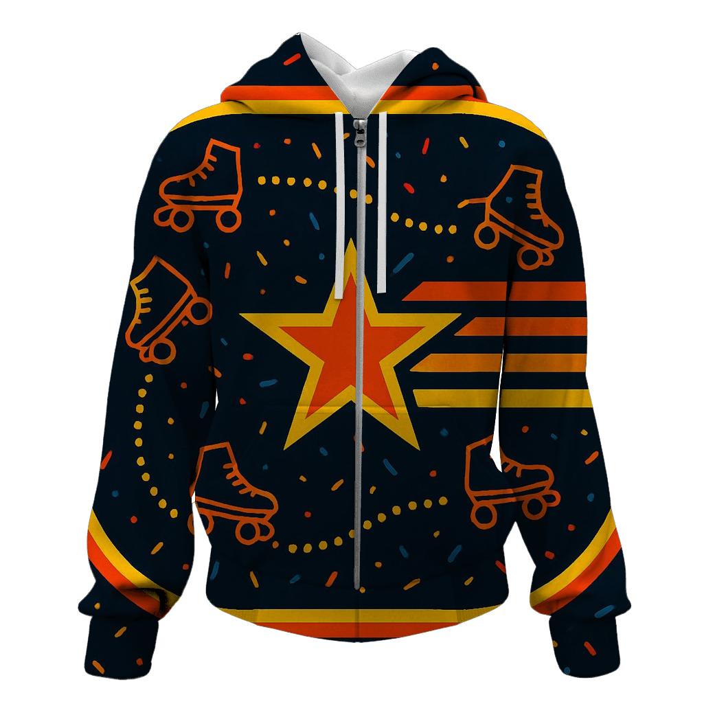 Retro Roller Skate Rink Glow graphic hoodies