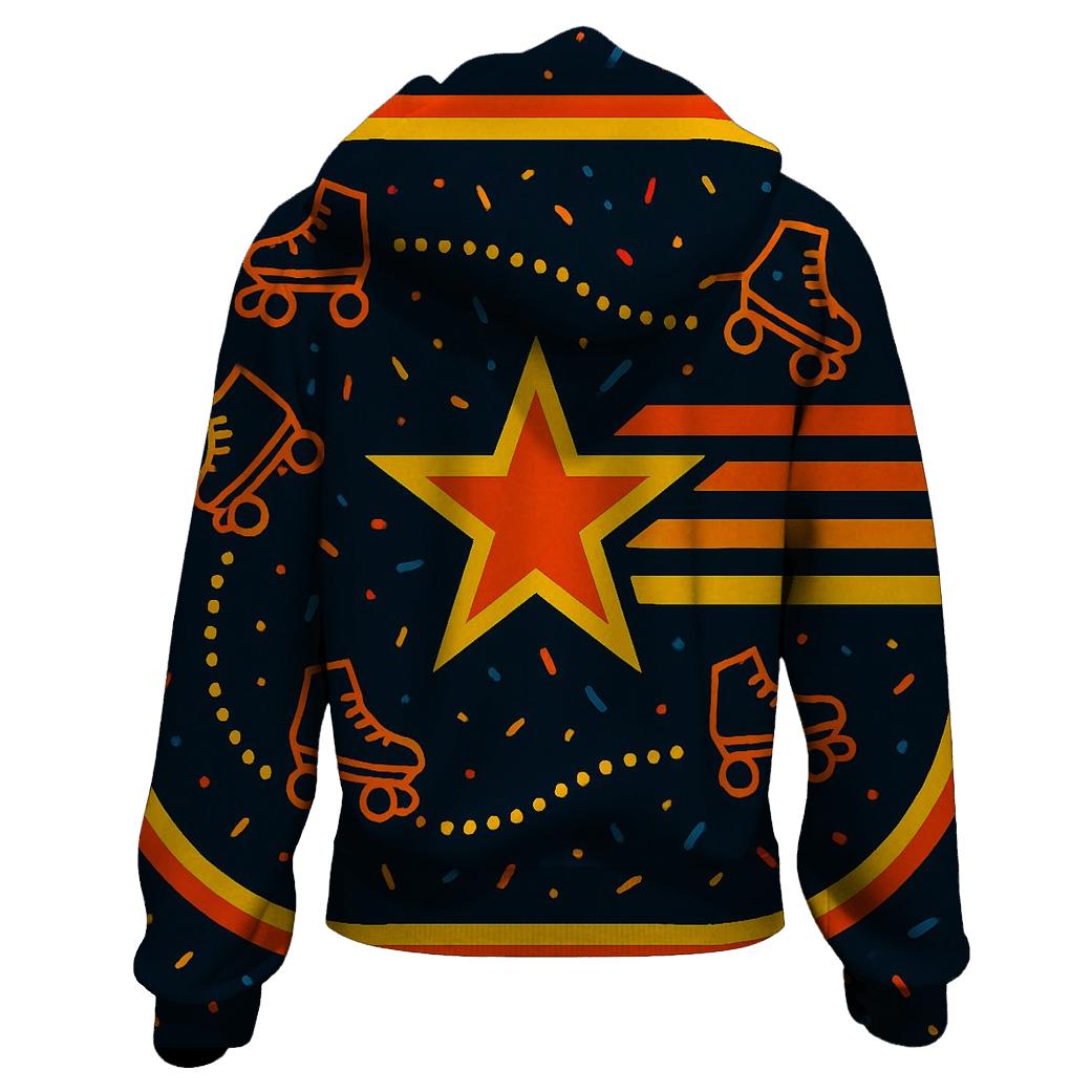 Retro Roller Skate Rink Glow graphic hoodies