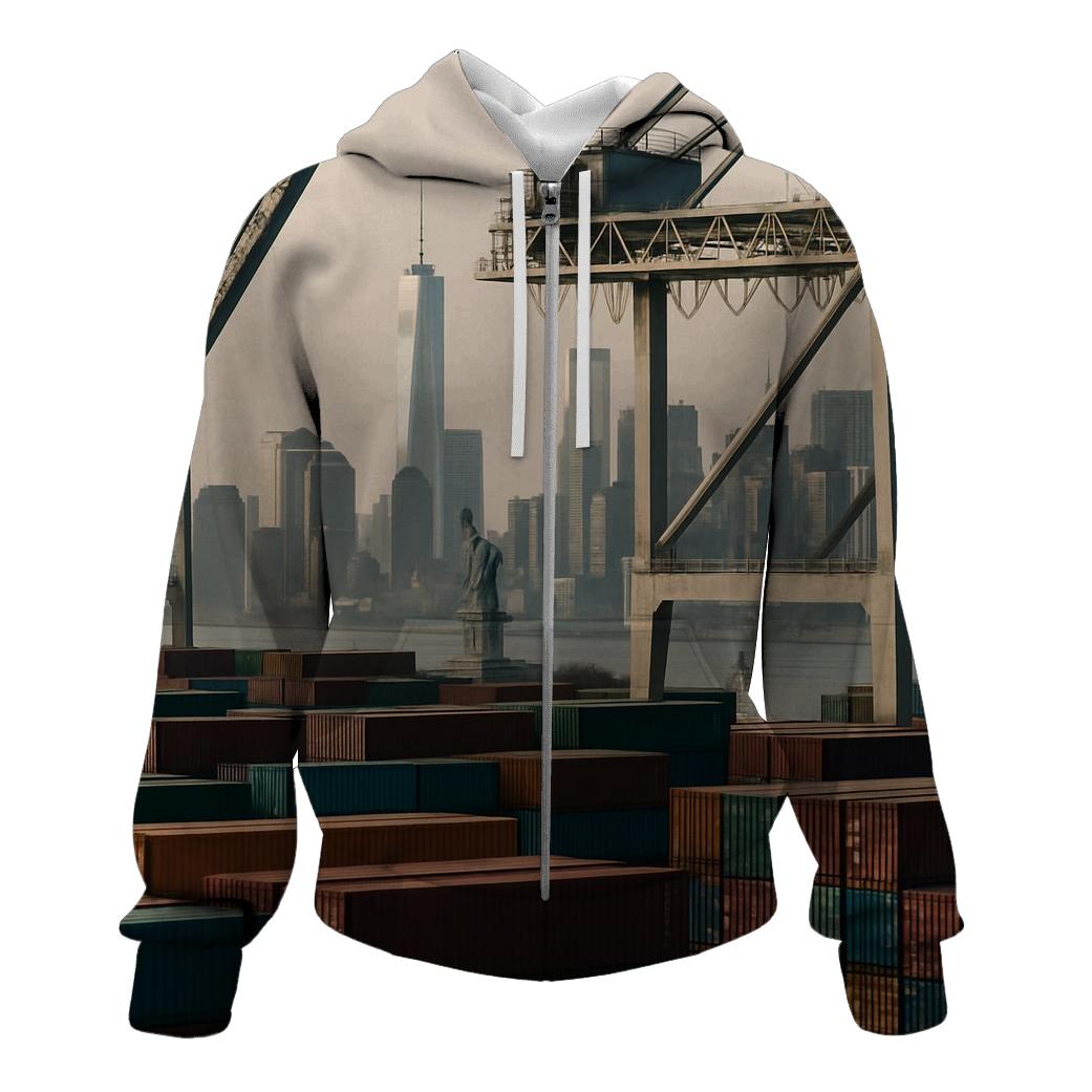 Upper Bay Container Terminal View Of Downtown Silhouette zip-up hoodies