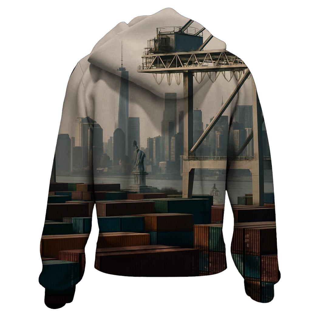 Upper Bay Container Terminal View Of Downtown Silhouette zip-up hoodies