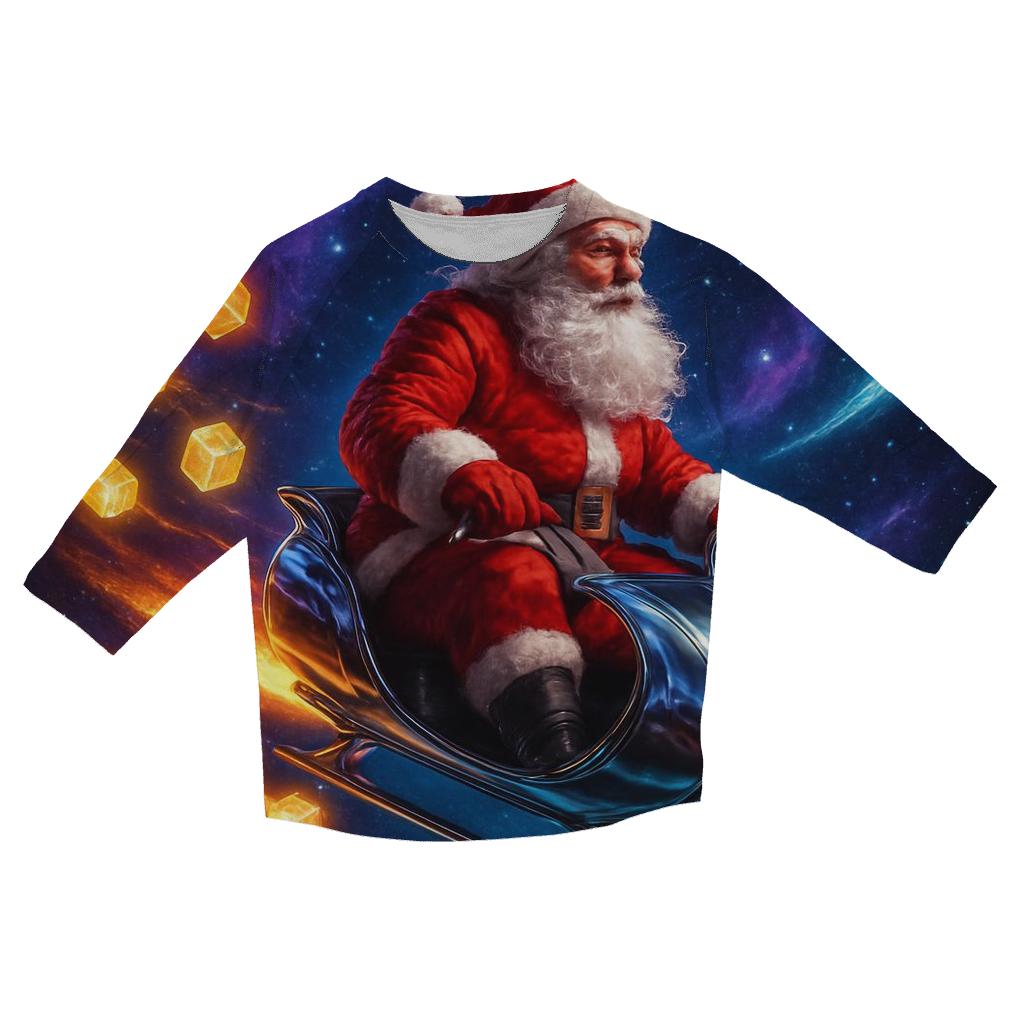 Cosmic Sleigh Rider Santa custom 3/4 sleeve shirts
