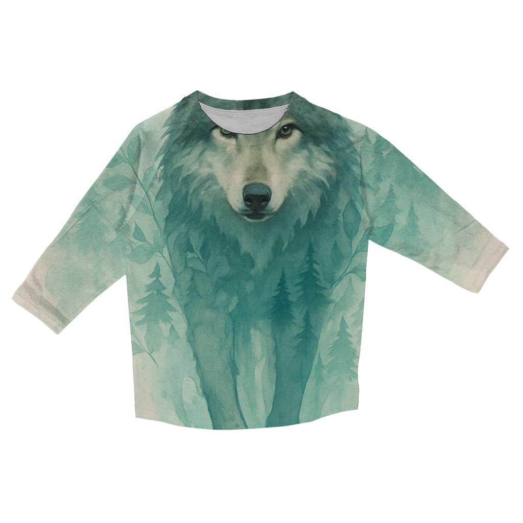 Forest Spirit Watercolor Wolf casual three quarter sleeve shirts