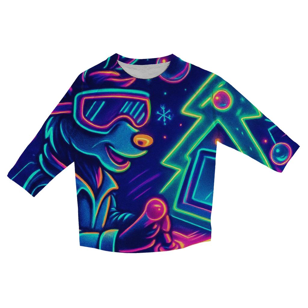 Midnight Reindeer Arcade printed three quarter sleeve shirts
