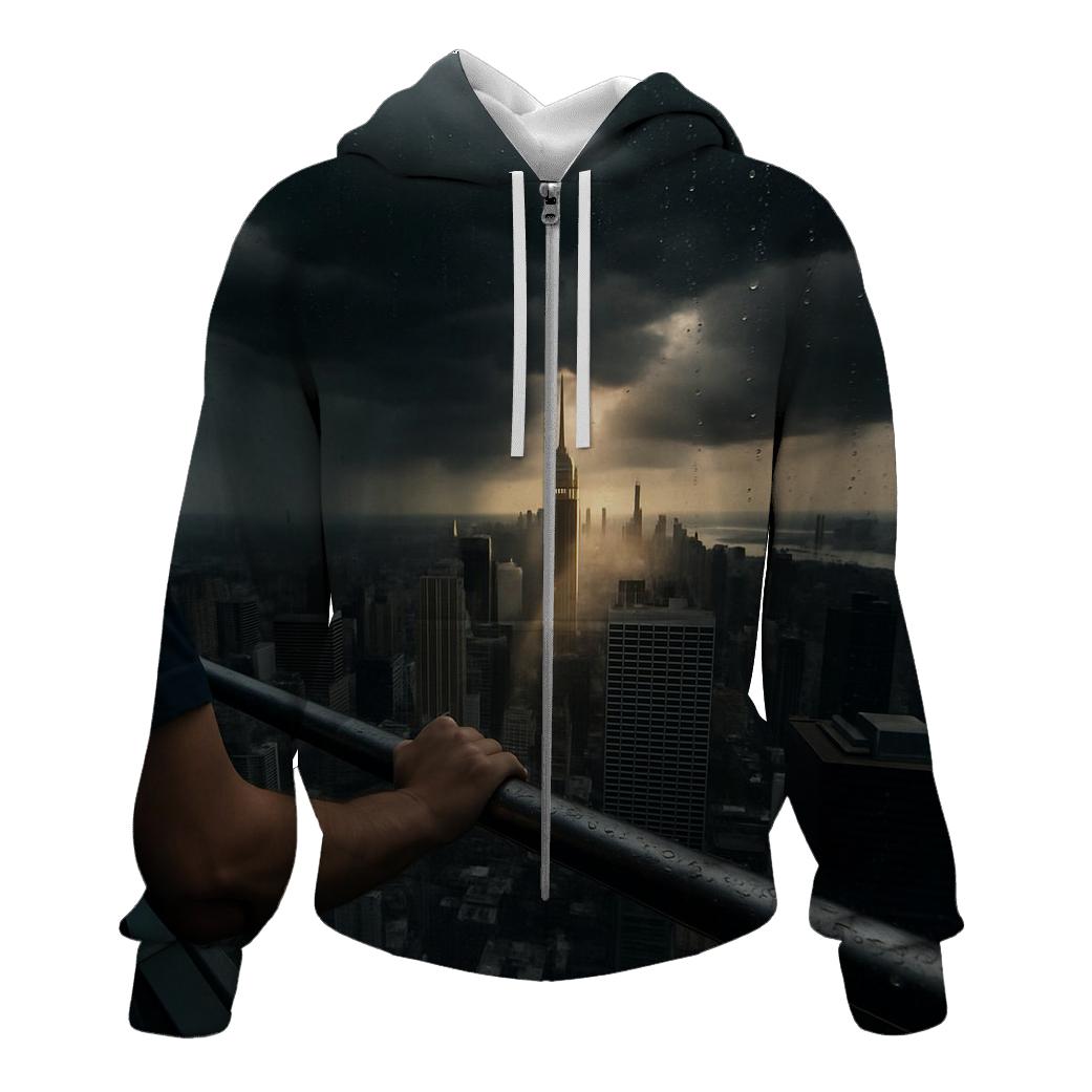 Edge Observation Deck View During Summer Thunderstorm zip-up hoodies