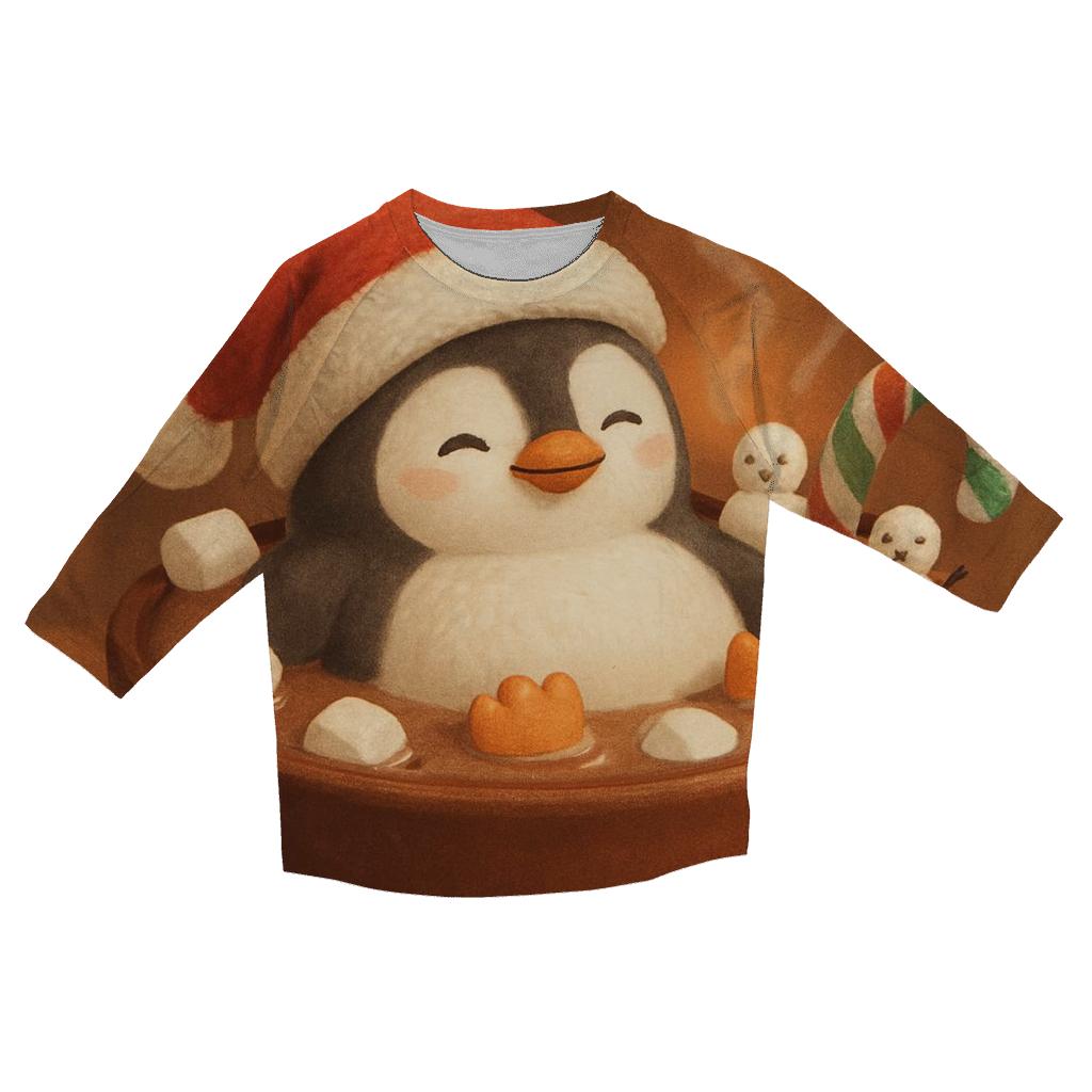 Santa Penguin Hot Cocoa Bath fashion 3/4 sleeve shirts