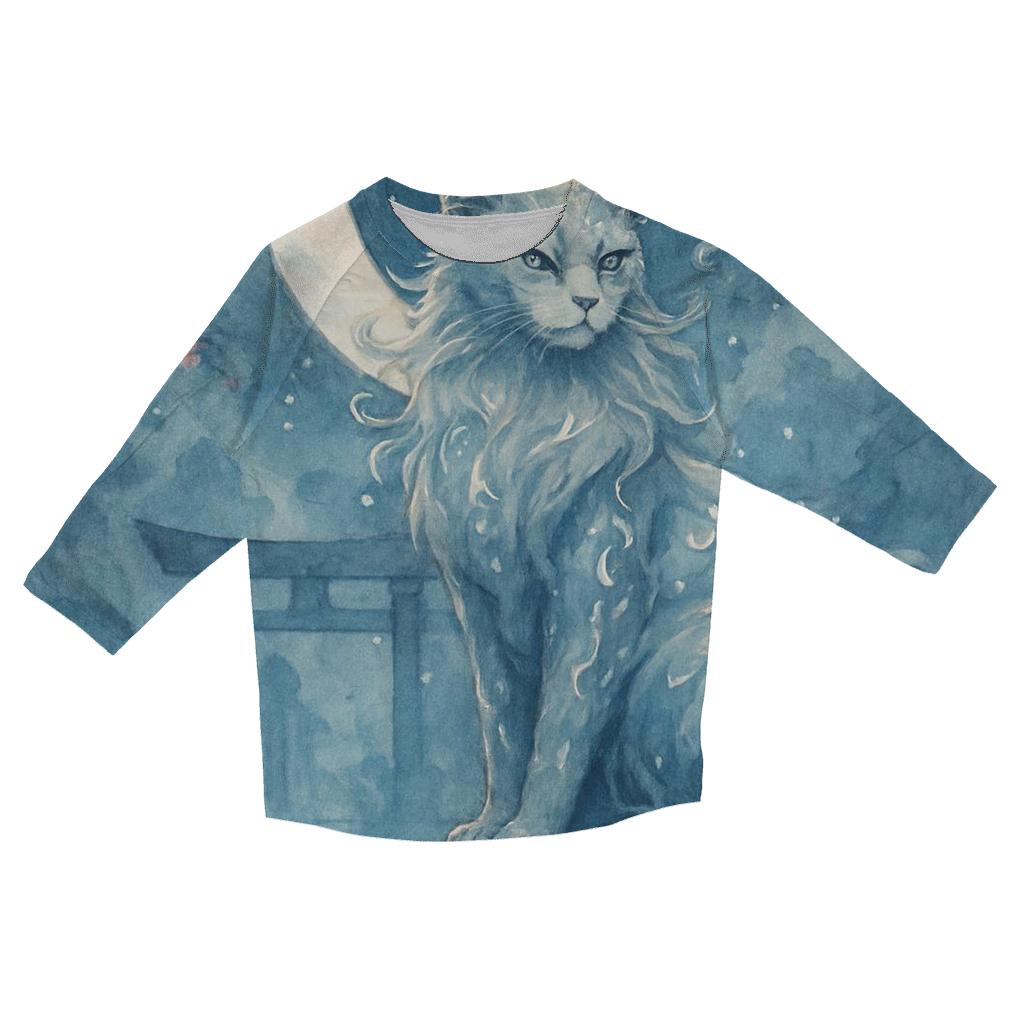 Moonlit Shrine Guardian Cat personalized 3/4 sleeve tees