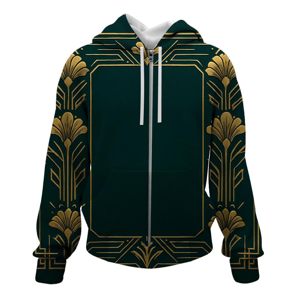 Floral Art Deco Frame printed hoodies
