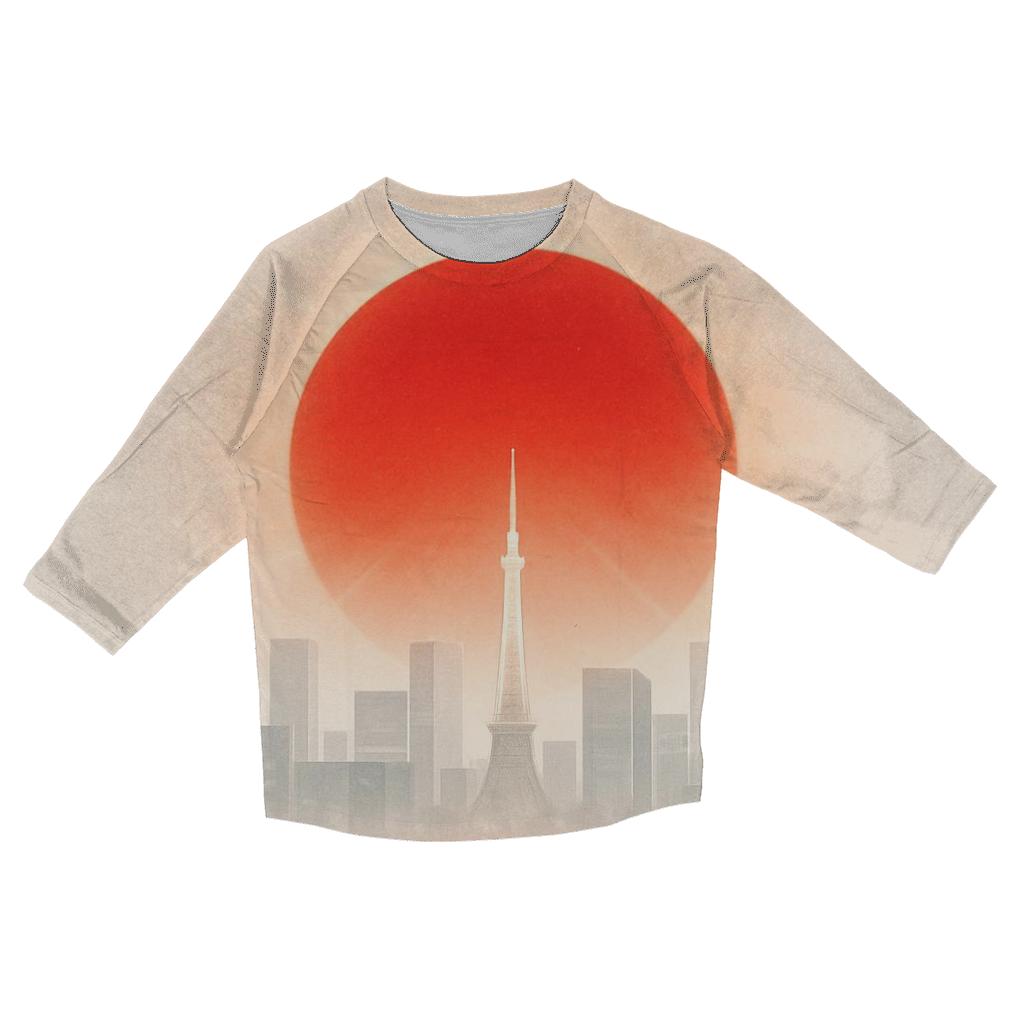 Rising Sun Over Tokyo Skyline designer 3/4 sleeve blouses