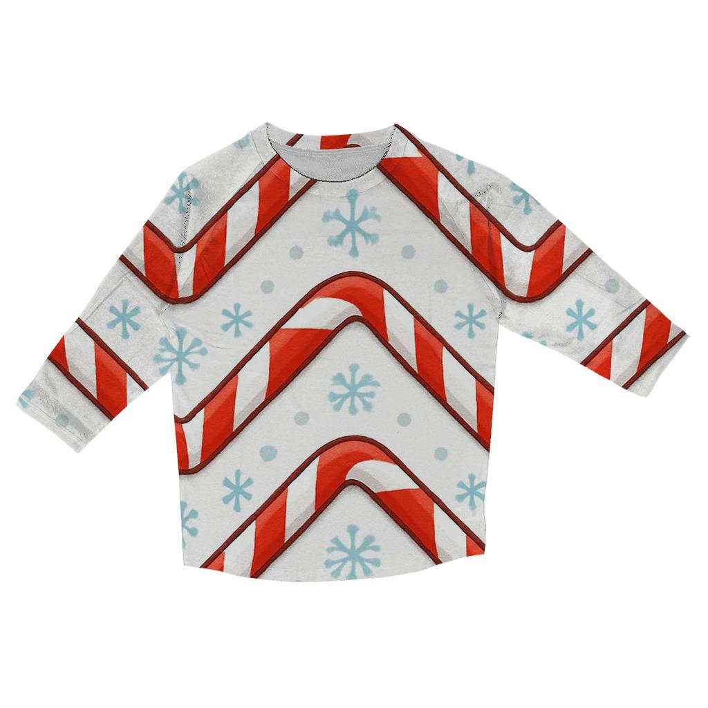 Candy Cane Chevron Parade On Snowfield cotton quarter sleeve shirts