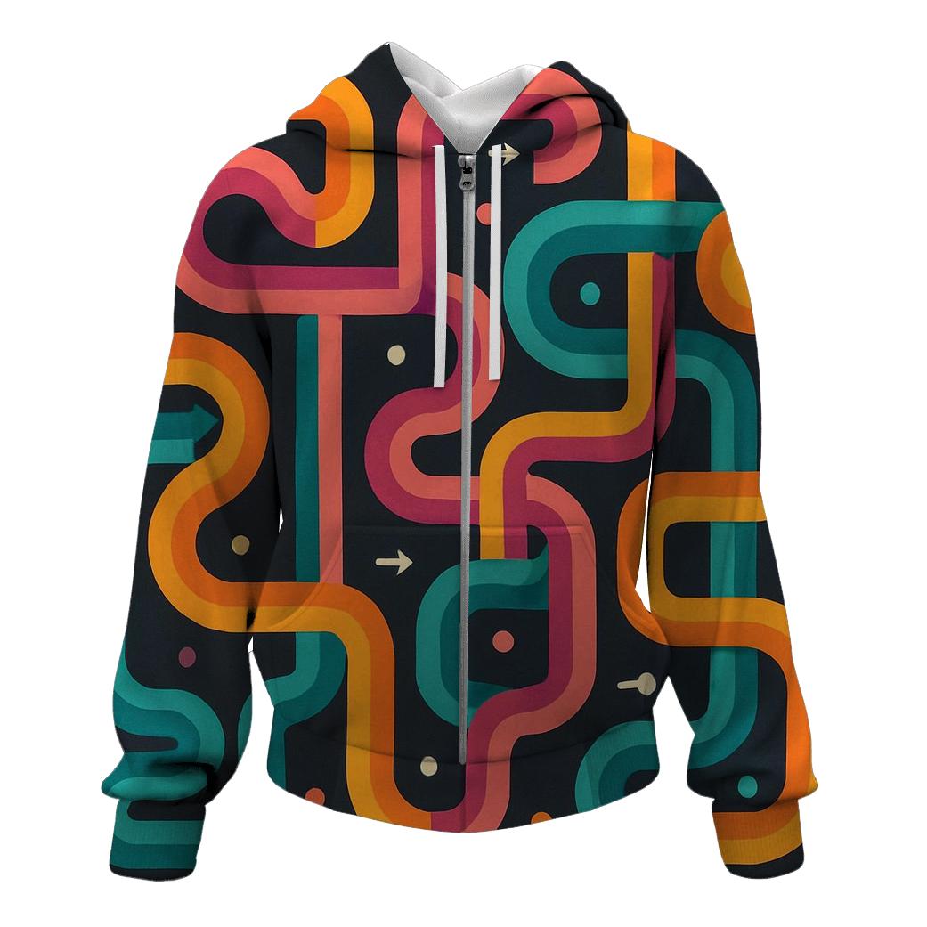 Psychedelic Rainbow Maze Paths pullover hoodies