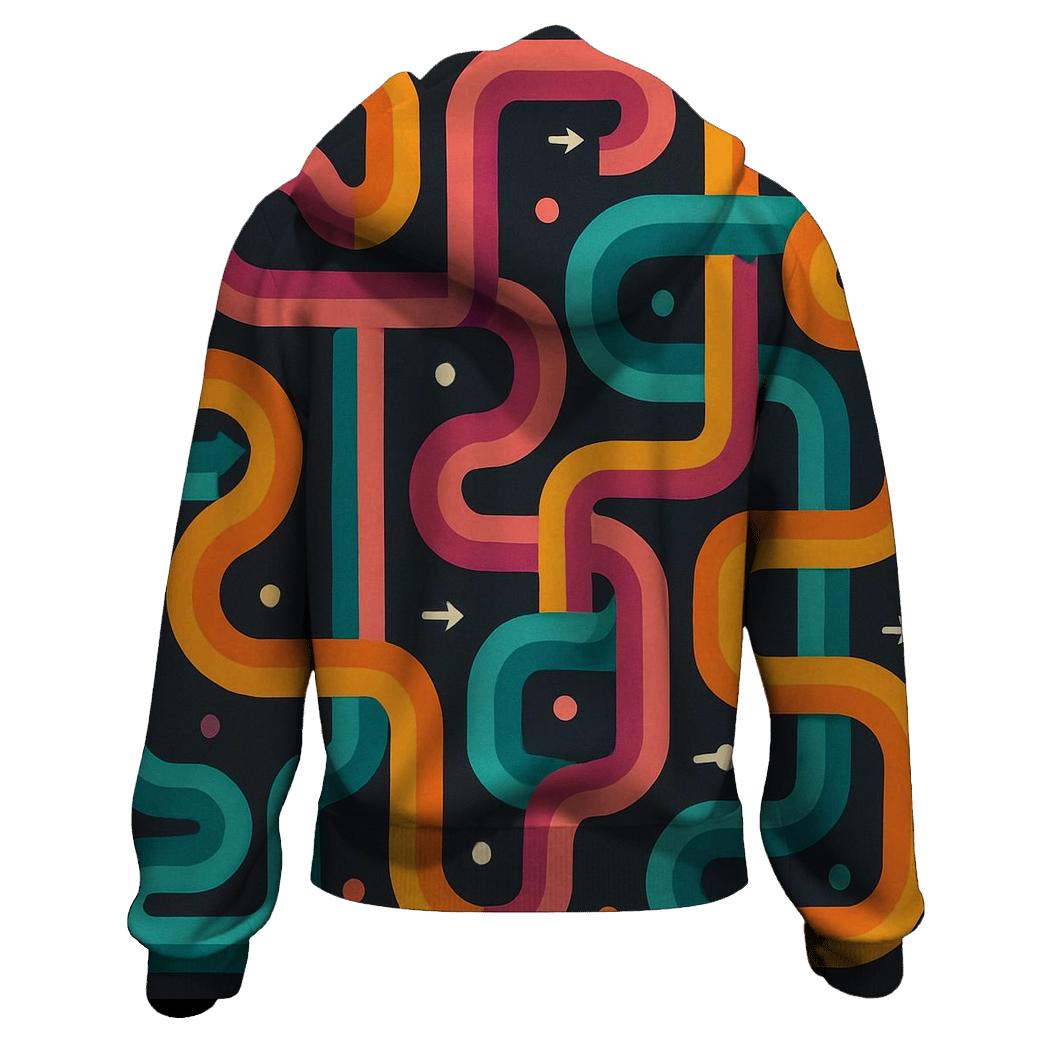 Psychedelic Rainbow Maze Paths pullover hoodies