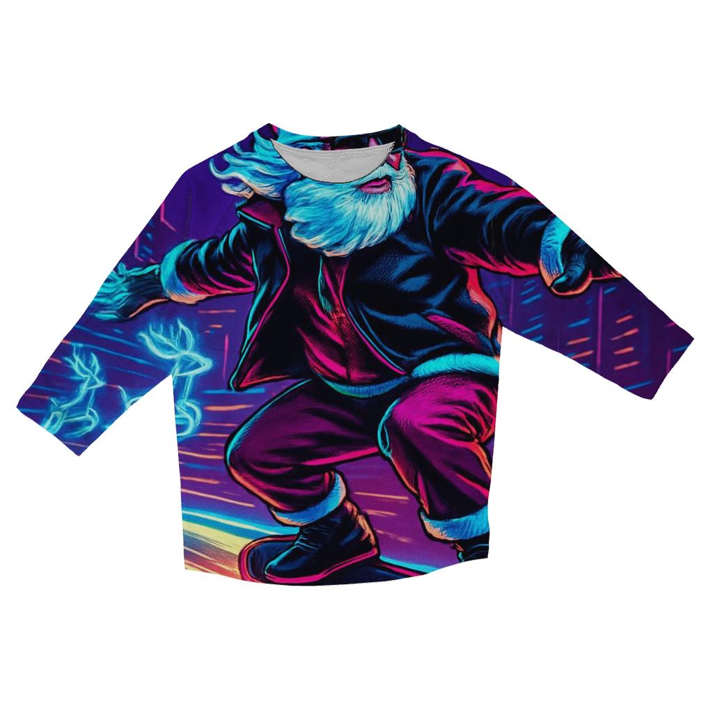 Neon City Skater Santa casual three quarter sleeve shirts