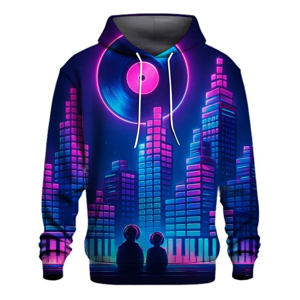 Neon Synth Skyline custom hoodies