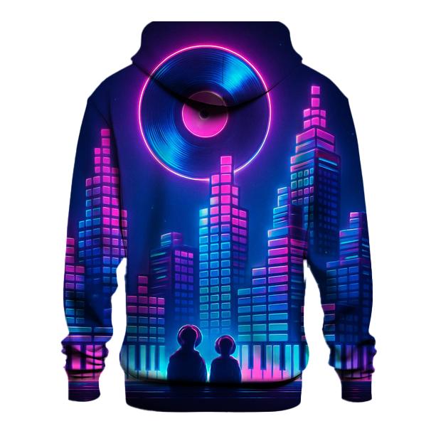 Neon Synth Skyline custom hoodies