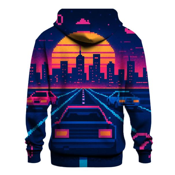 Retro Pixel City Racer lightweight hoodies