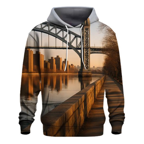 Harlem River Sunset Framing Uptown Towers printed hoodies