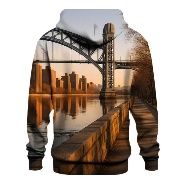 Harlem River Sunset Framing Uptown Towers printed hoodies