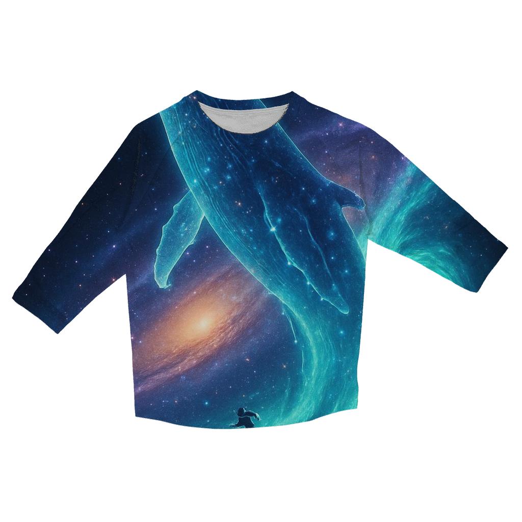 Whale Of The Andromeda Tides printed three quarter sleeve shirts