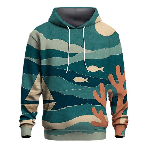 Surreal Paper Ocean Collage printed hoodies