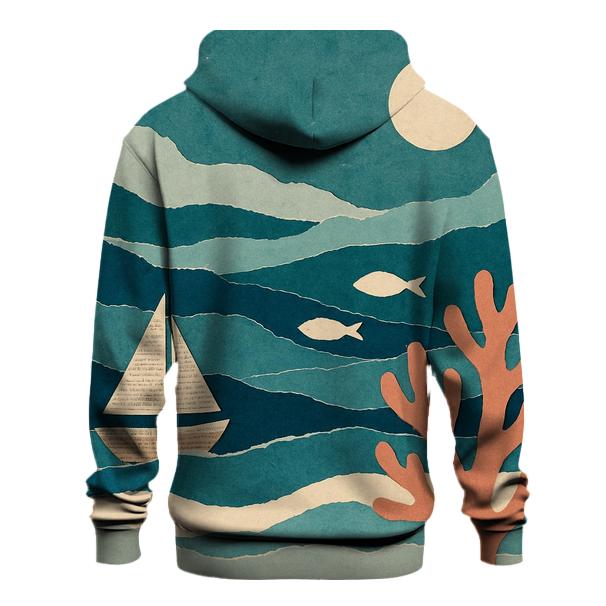 Surreal Paper Ocean Collage printed hoodies