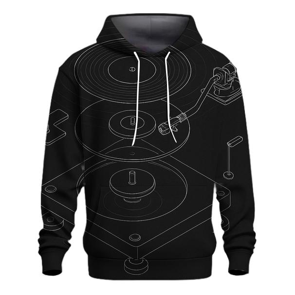 Monochrome Turntable Blueprint hoodie trends