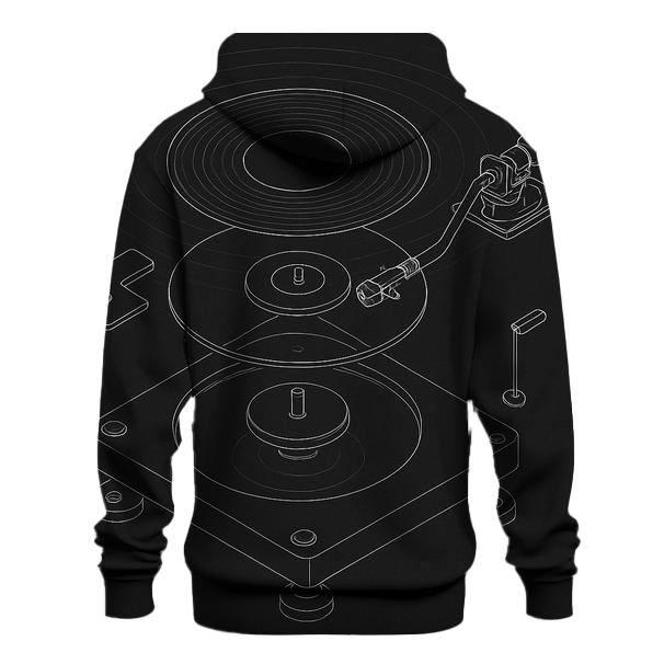 Monochrome Turntable Blueprint hoodie trends
