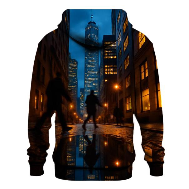 Financial District Blue Hour Reflected In Rain Puddles hoodie trends