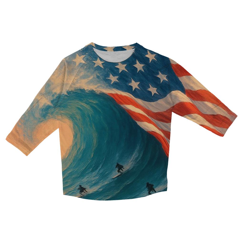 Ocean Waves Of Freedom cotton quarter sleeve shirts