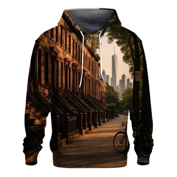 Brooklyn Brownstone Block With Distant Skyline Glimpses hoodie designs