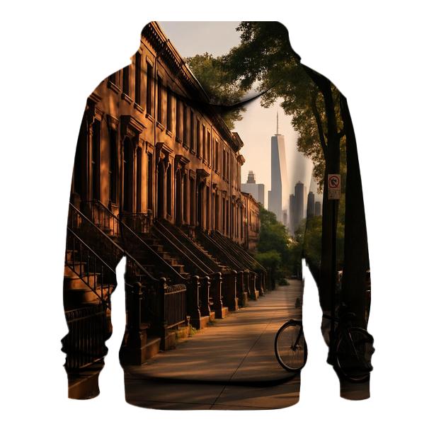 Brooklyn Brownstone Block With Distant Skyline Glimpses hoodie designs