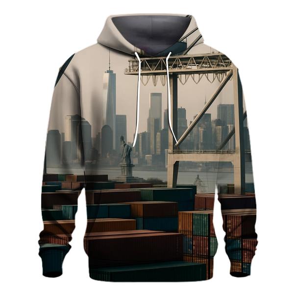 Upper Bay Container Terminal View Of Downtown Silhouette hoodie designs