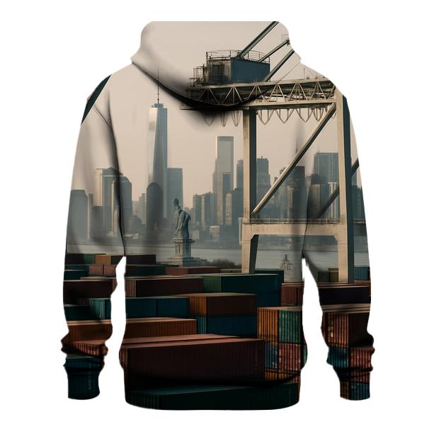 Upper Bay Container Terminal View Of Downtown Silhouette hoodie designs