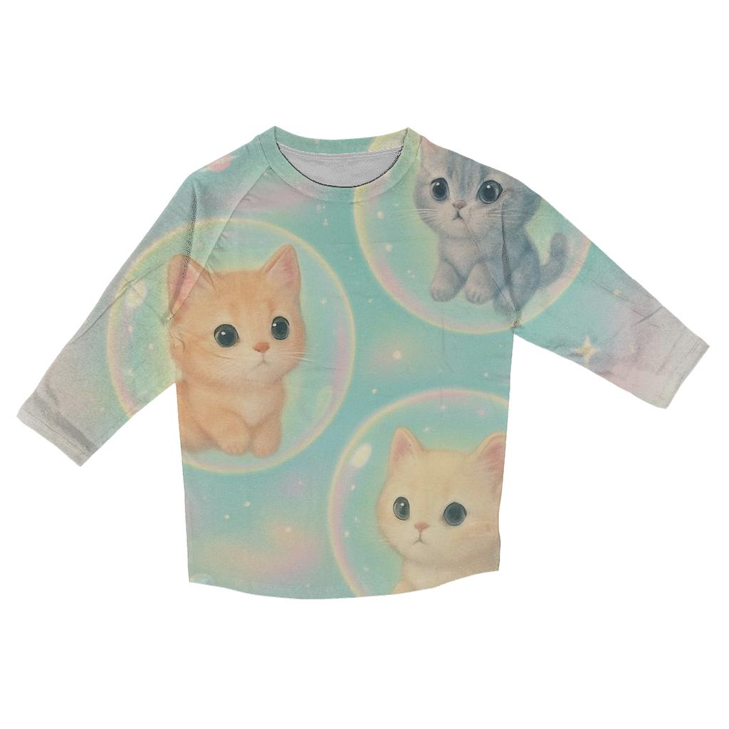 Bubble Galaxy Kitten Orbit cotton quarter sleeve shirts