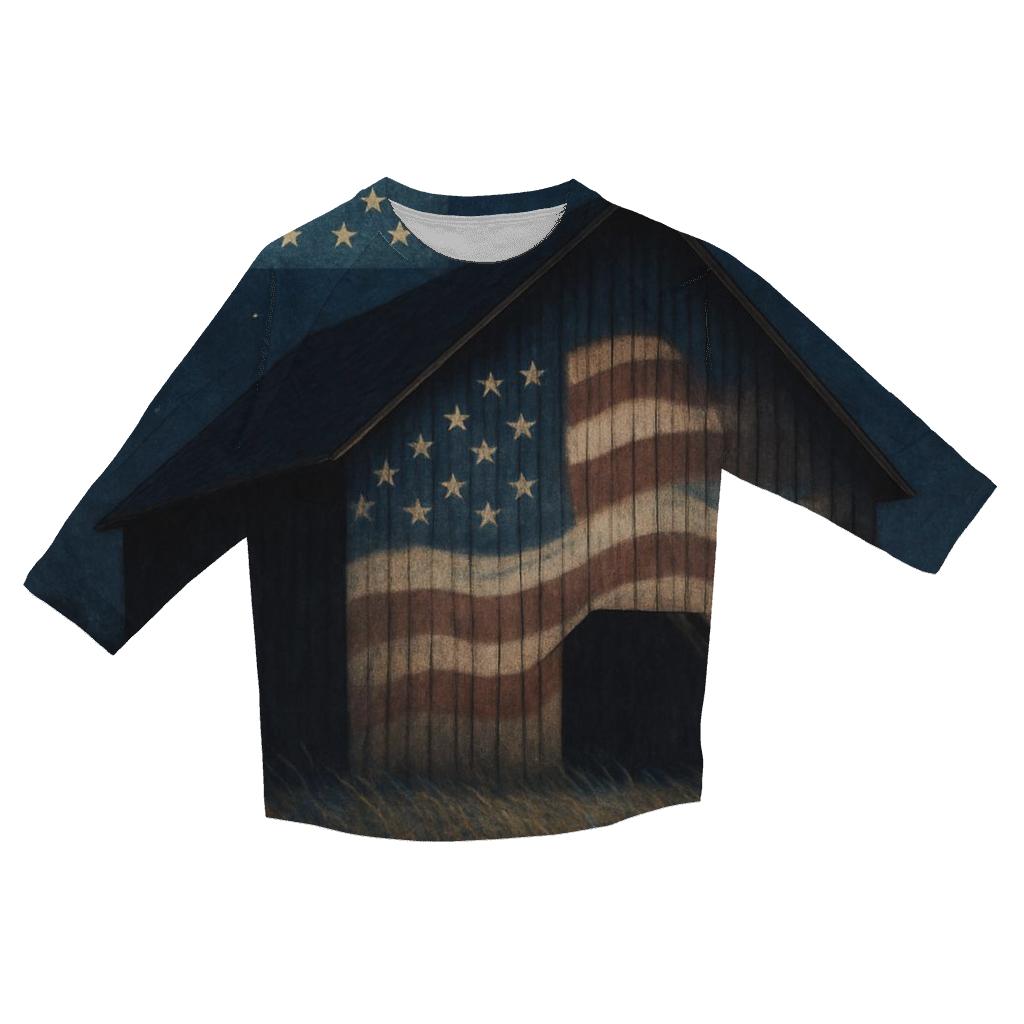 Rustic Barn Night Flag Constellation trendy 3/4 sleeve tops