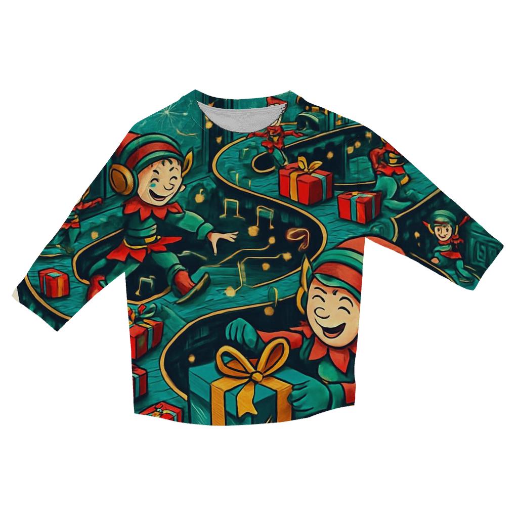 Elves Midnight Gift Factory Jam casual three quarter sleeve shirts