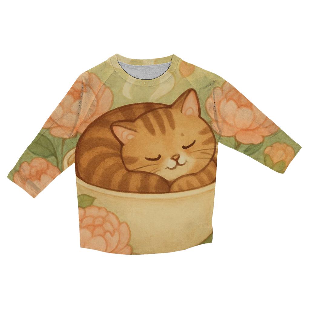 Tea Garden Nap Cat personalized 3/4 sleeve tees