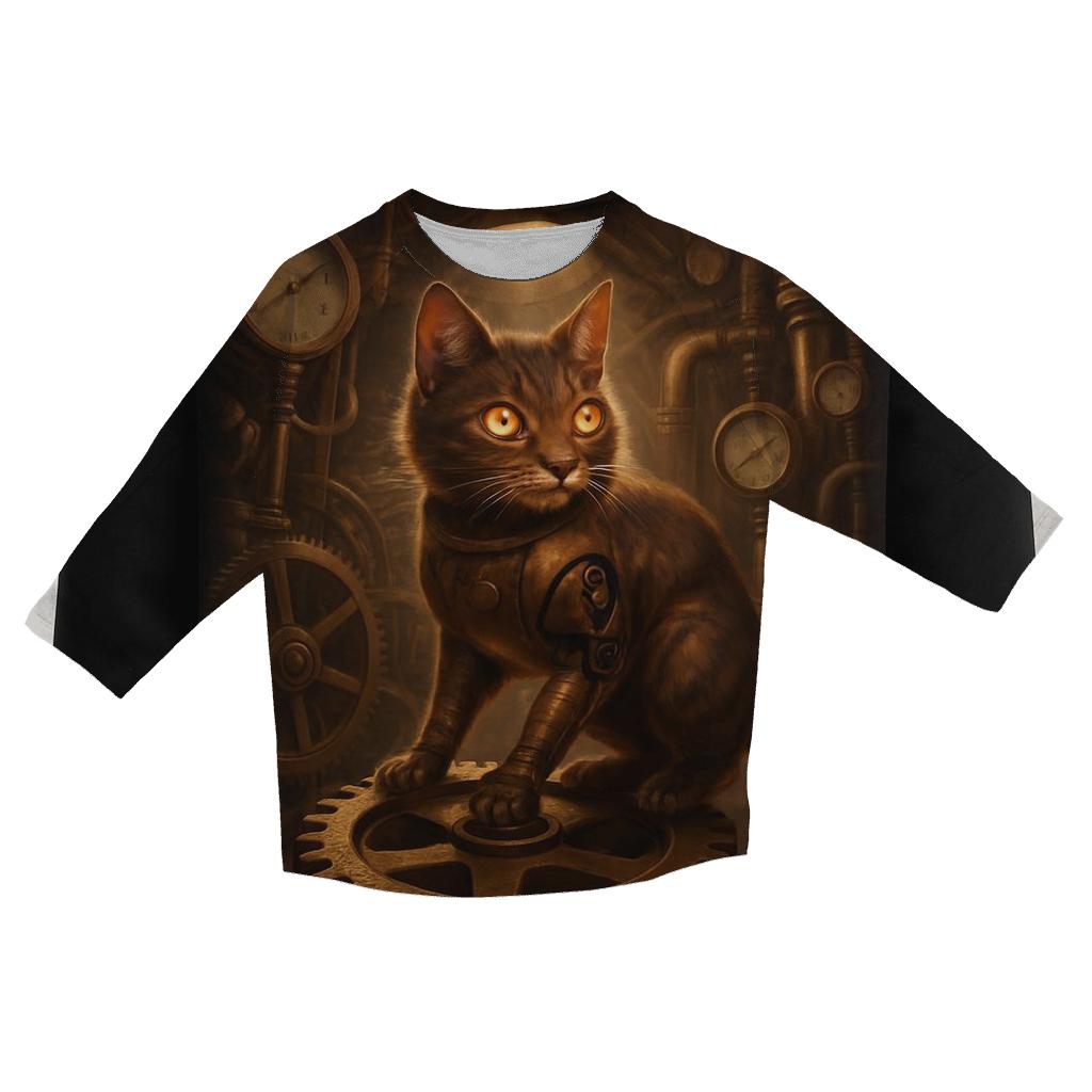 Steampunk Clockwork Cat Engineer trendy 3/4 sleeve tops