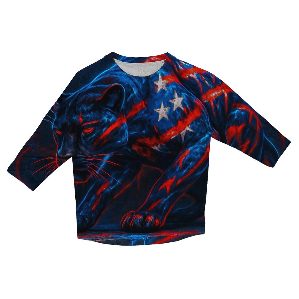 Urban Graffiti Flag Panther trendy 3/4 sleeve tops